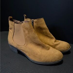 BAMBOO Tan Suede Ankle Booties